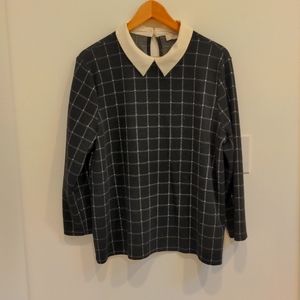 LOFT plaid Peter pan collar top